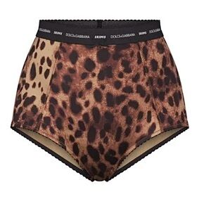 BNWT Dolce&GabbanaxSKIMS Women's Brown Stretch Satin High-Waisted Brief
